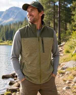 Lake & Trail Men’s Large UPF 50 Full Zip Knit Fleece Hiking Outdoor Vest Olive